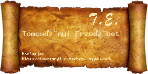 Tomcsányi Erzsébet névjegykártya